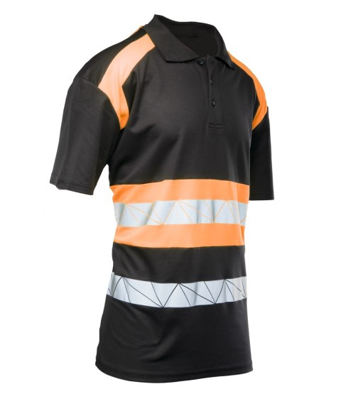 ECO RIVAL KOSZULKA POLO CZARNY/POMARAŃCZ
