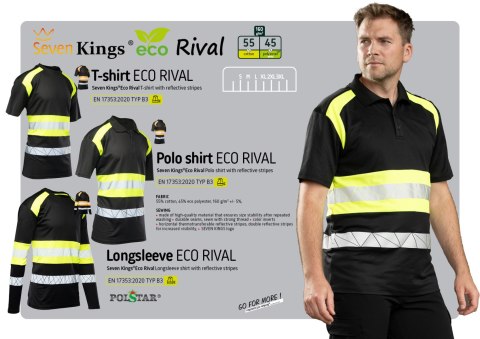 ECO RIVAL KOSZULKA POLO CZARNY/ŻÓŁTY