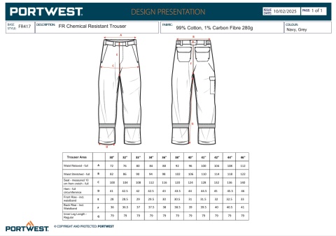 Trudnopalne spodnie chemoodporne