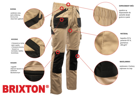 BRIXTON PRACTICAL SPODNIE DO PASA BEŻOWE