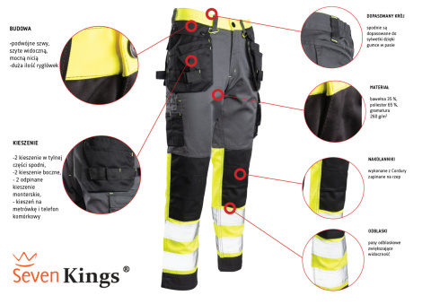 SPODNIE DO PASA SEVEN KINGS FLASH ŻÓLTY/STALOWY