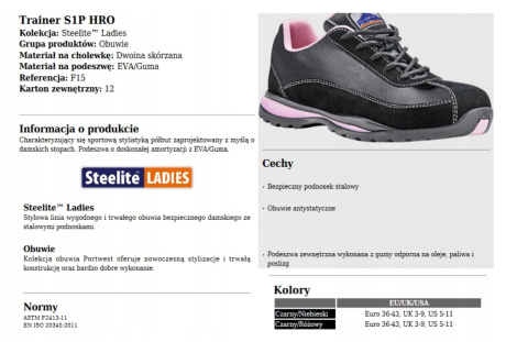 Damski półbut sportowy Steelite Trainer S1P HRO