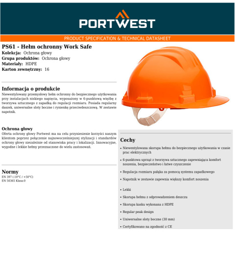 Hełm ochronny Work Safe PS61