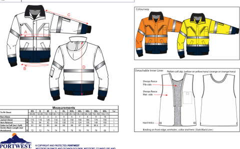 Kontrastowa kurtka ostrzegawcza Bomber 3 w 1 C465