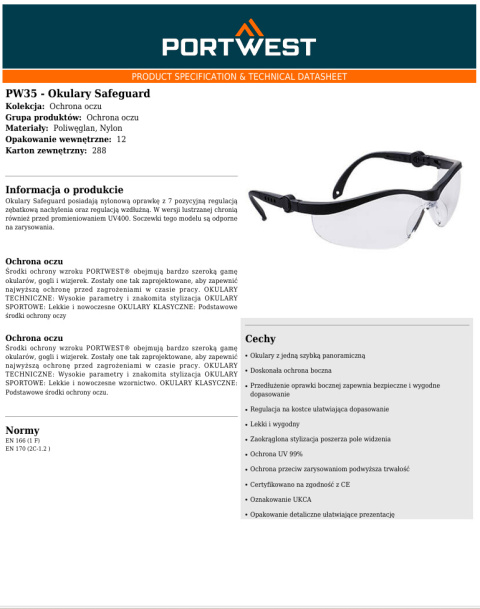 Okulary Safeguard PW35CLR