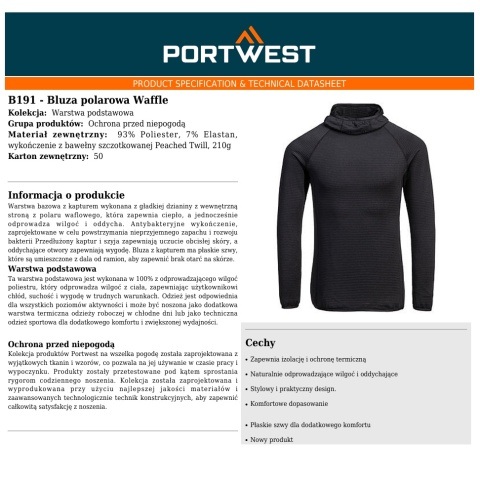 B191 - Bluza polarowa Waffle z kapturem